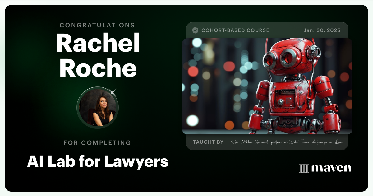 Certificate of Completion for AI Lab for Lawyers