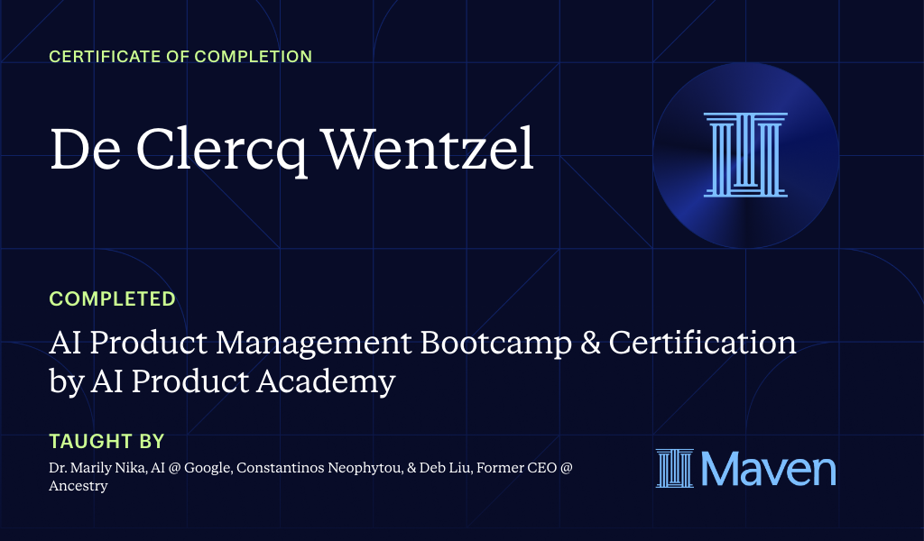 Certificate for AI Product Management Bootcamp & Certification by AI Product Academy