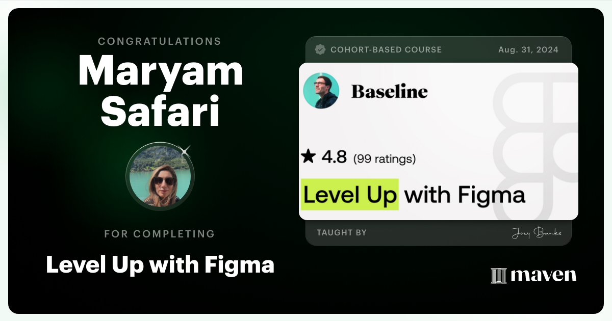 Certificate of Completion for Level Up with Figma