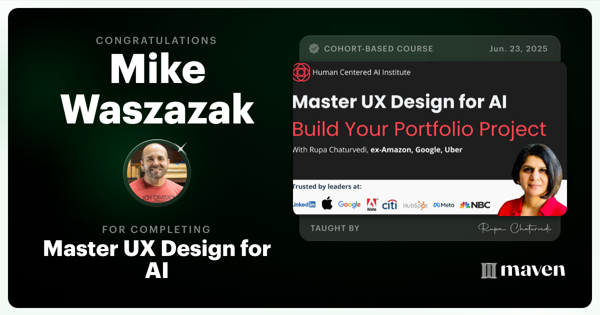 Certificate of Completion for Master UX Design for AI