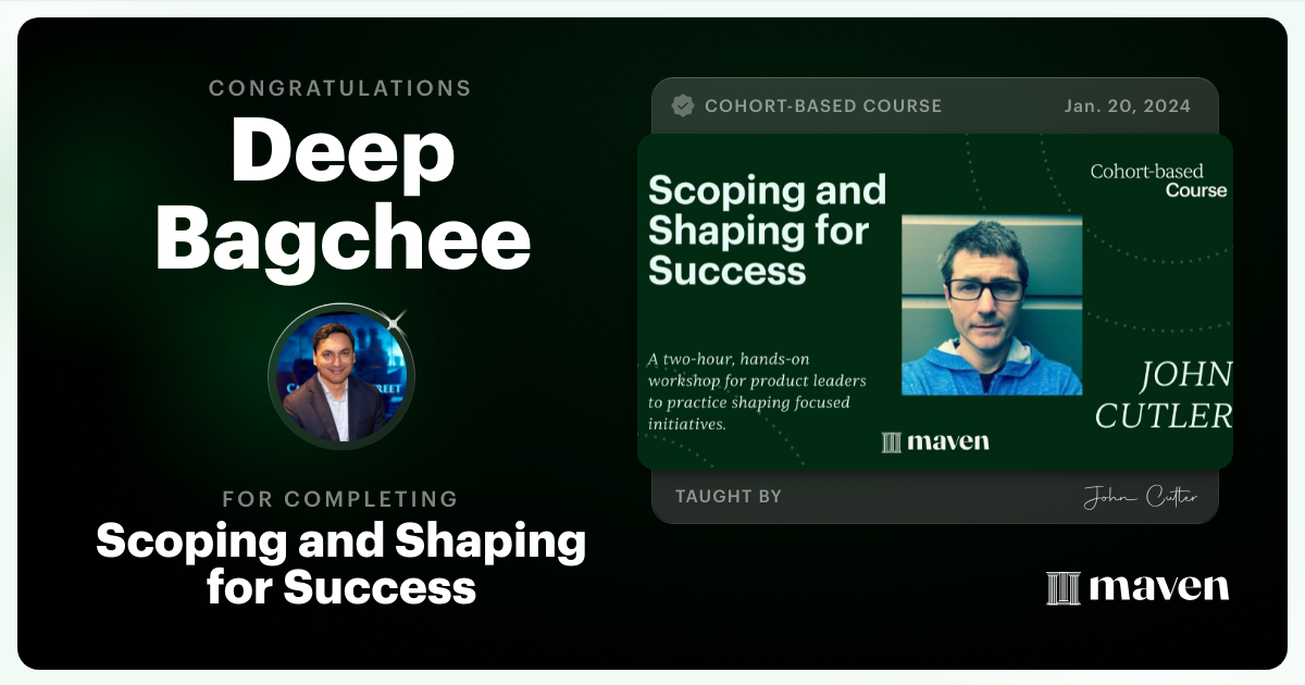 Certificate of Completion for Scoping and Shaping for Success