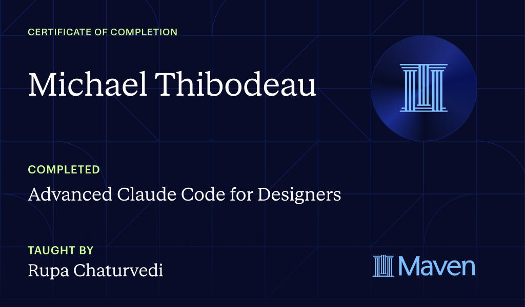 Certificate for Advanced Claude Code for Designers