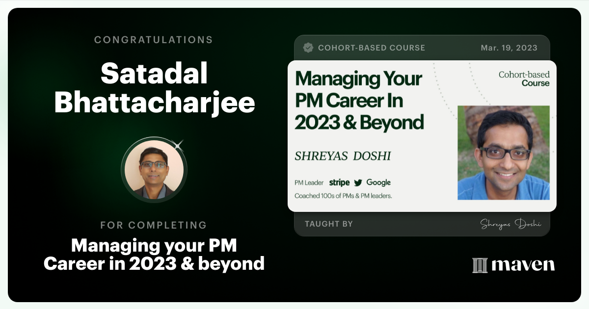 Certificate of Completion for Managing your PM Career in 2025 and beyond