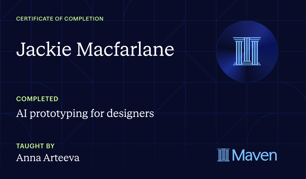 Certificate for AI prototyping for designers