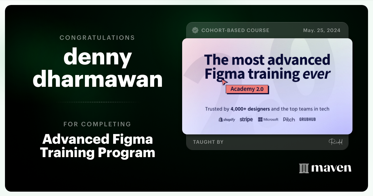 Certificate of Completion for Advanced Figma Training Program