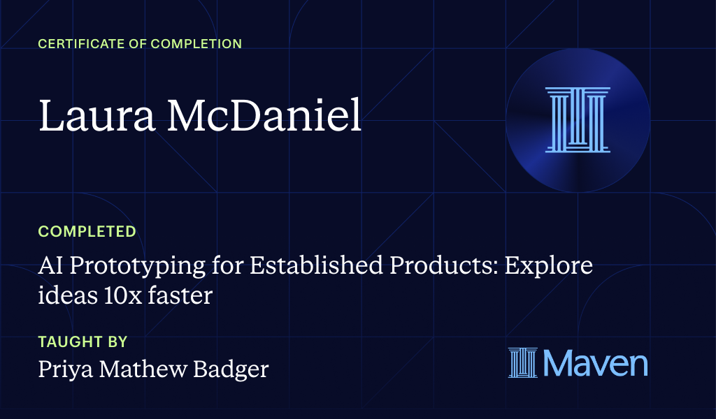 Certificate for AI Prototyping for Established Products: Explore ideas 10x faster