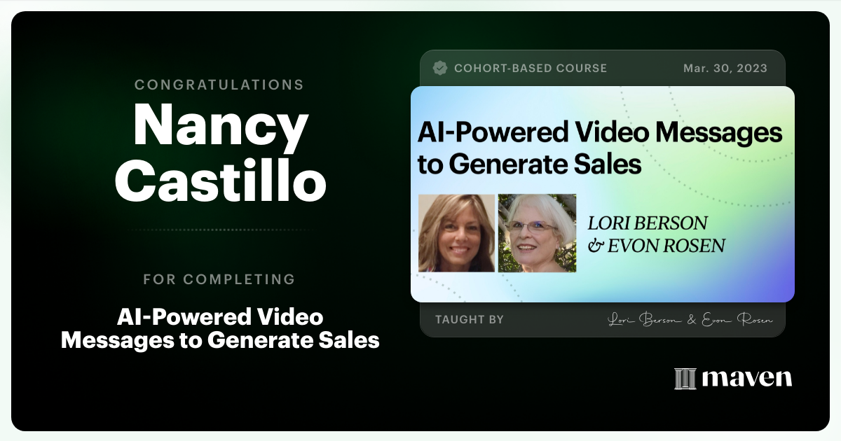 Certificate of Completion for AI-Powered Video Messages to Generate Sales