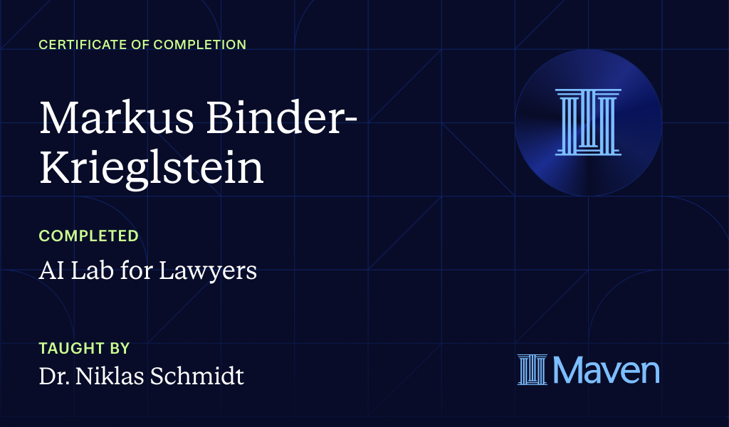 Certificate for AI Lab for Lawyers