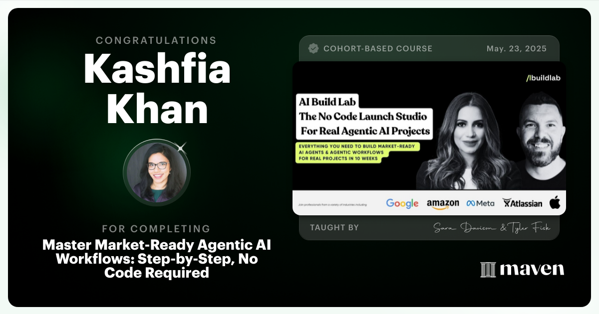 Certificate of Completion for Master Market-Ready Agentic AI Workflows: Step-by-Step, No Code Required