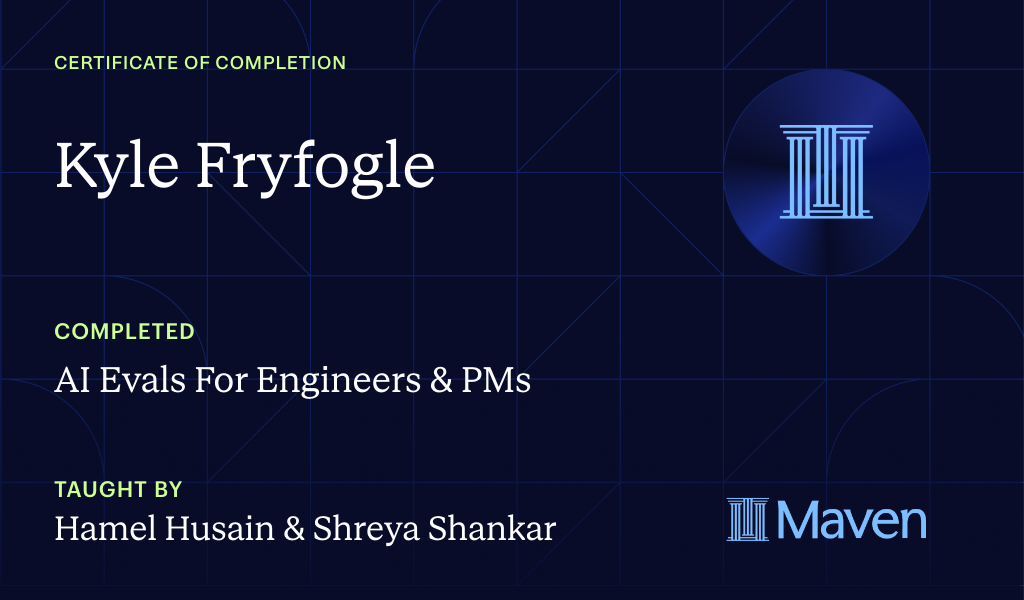 Certificate for AI Evals For Engineers & PMs