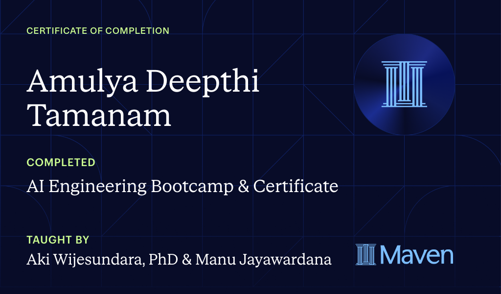 Certificate for AI Engineering Bootcamp & Certificate