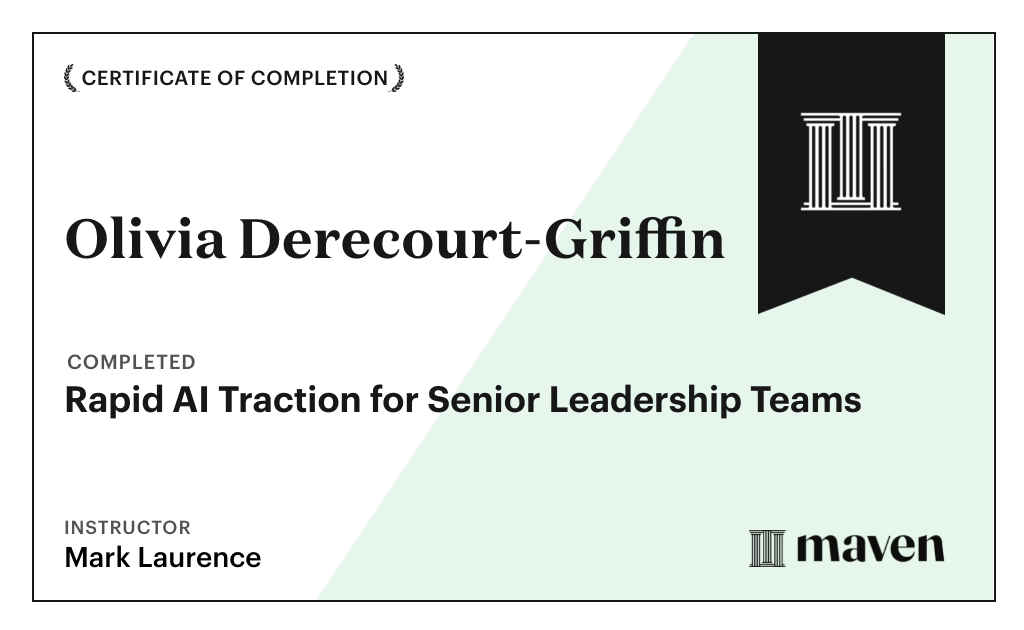 Certificate for Rapid AI Traction for Senior Leadership Teams