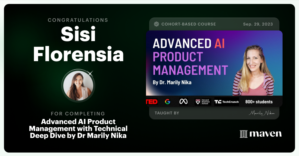 Certificate of Completion for Advanced AI Product Leadership Certification