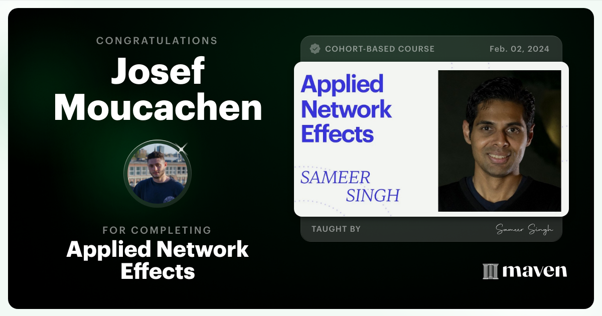 Certificate of Completion for Applied Network Effects