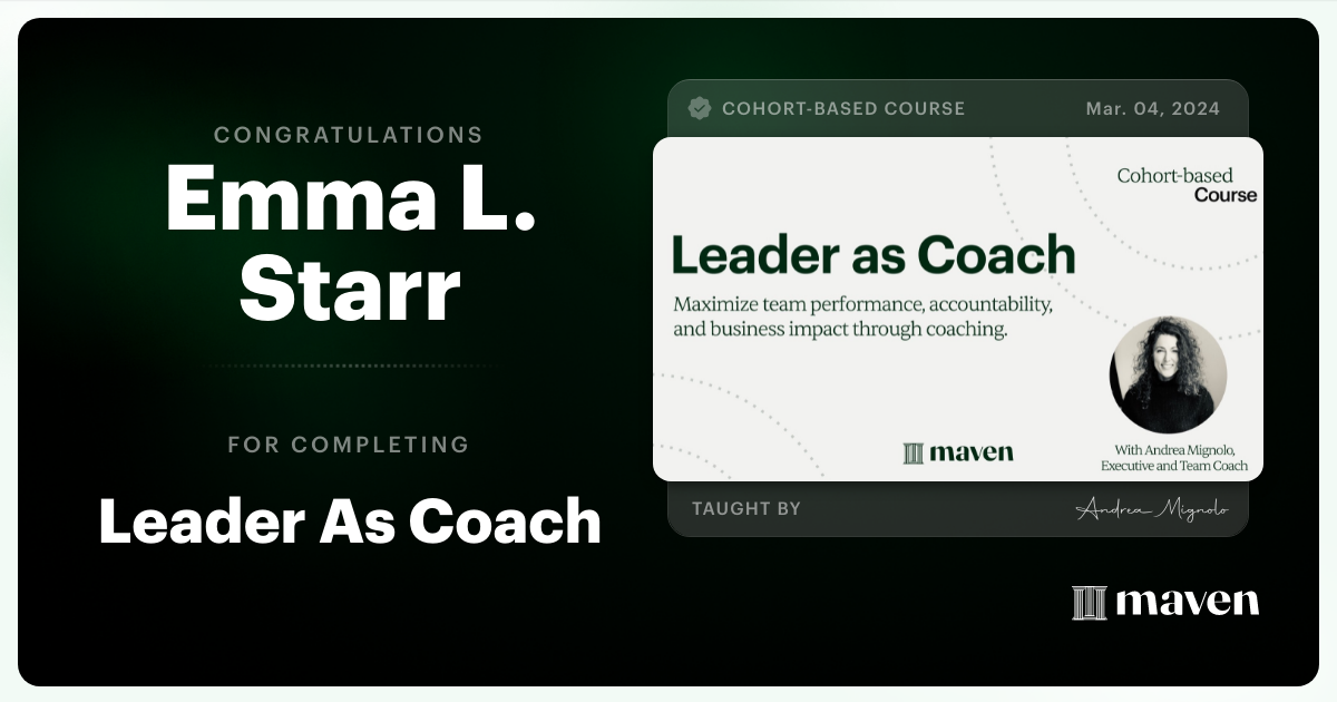 Certificate of Completion for Leader As Coach