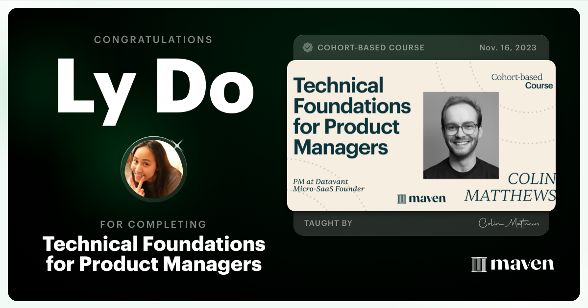 Certificate of Completion for Technical Foundations for Product Managers
