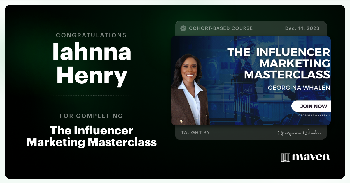 Certificate of Completion for Building A Successful Influencer Marketing Program