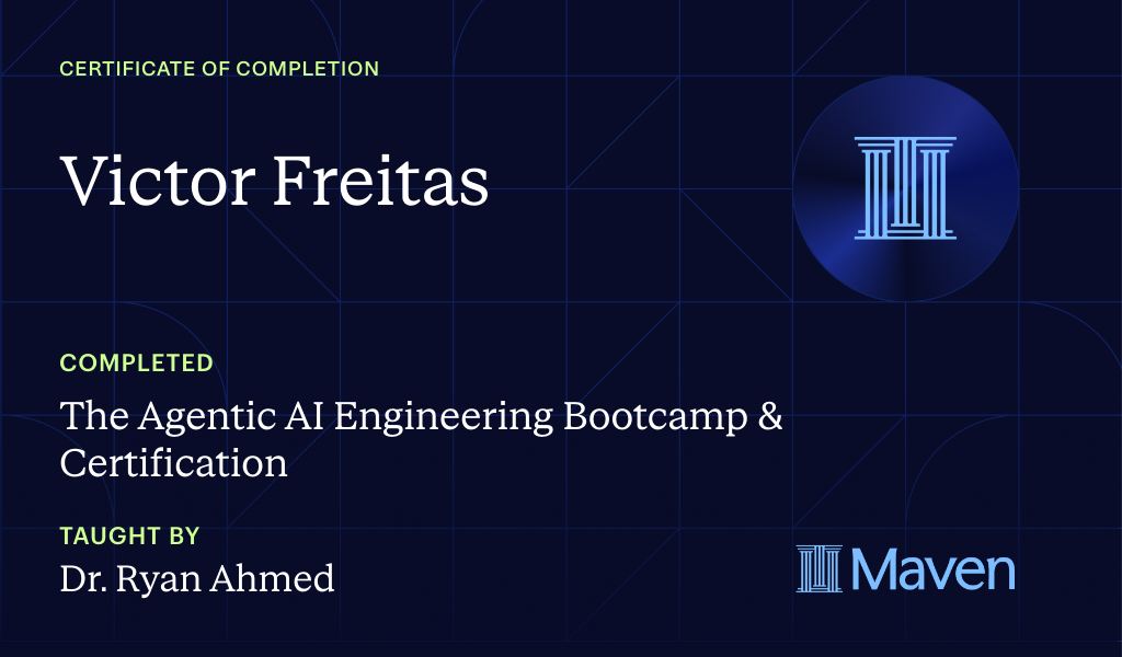 Certificate for The Agentic AI Engineering Bootcamp & Certification