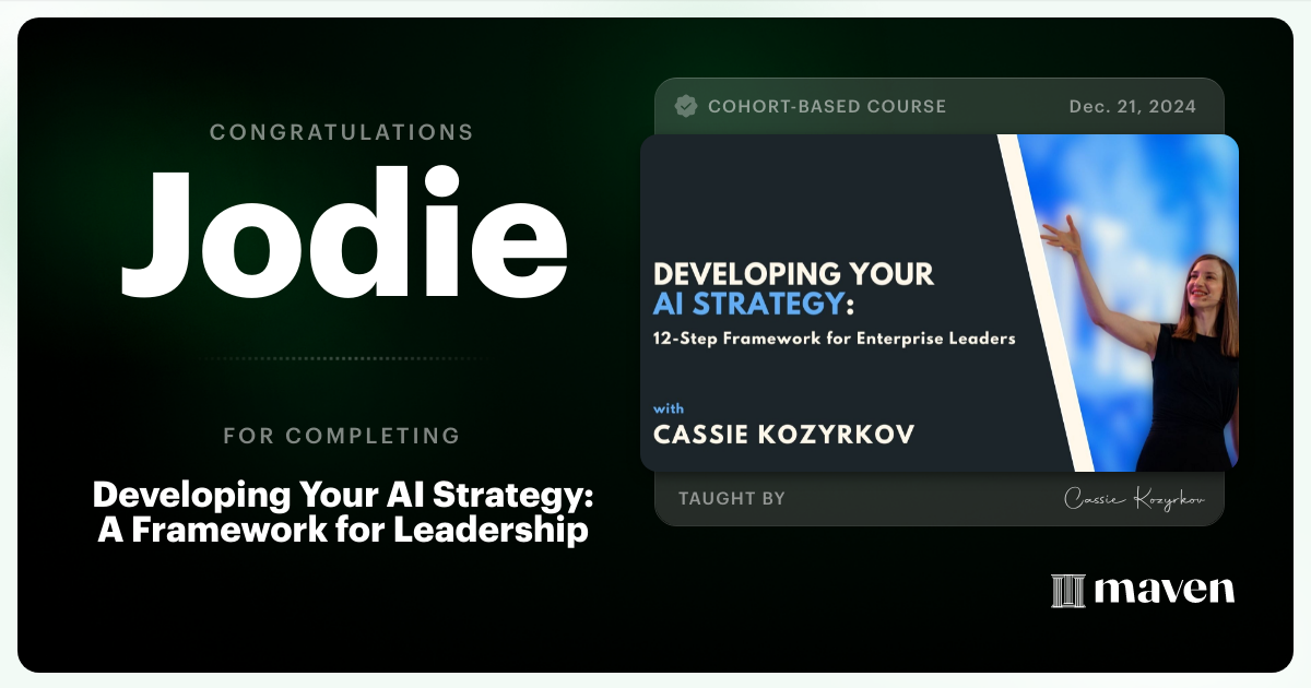 Certificate of Completion for Developing Your AI Strategy: A Framework for Leadership