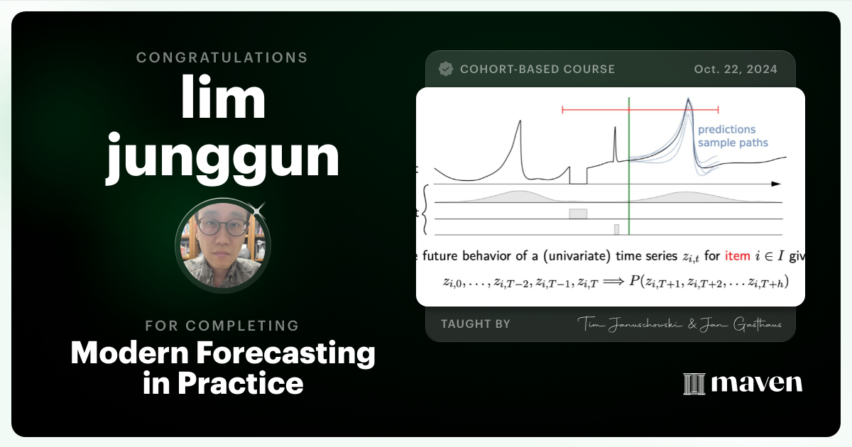 Certificate of Completion for Modern Forecasting in Practice