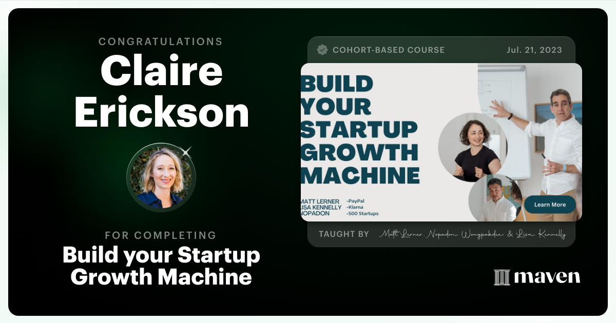 Certificate of Completion for Build your Startup Growth Machine