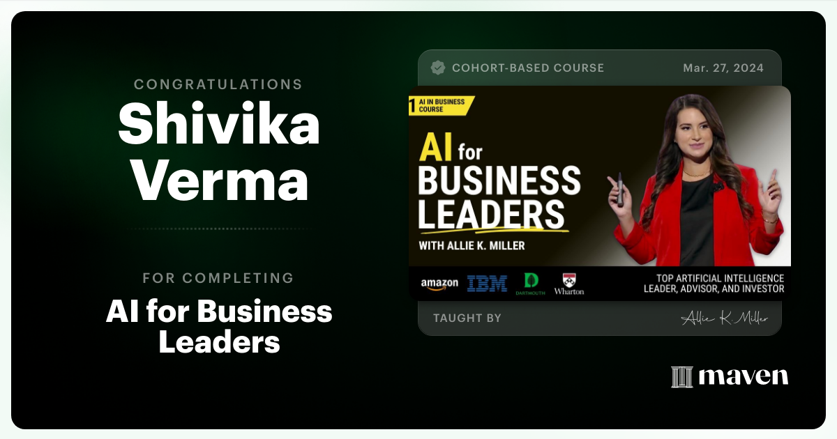 Certificate of Completion for AI for Business Leaders