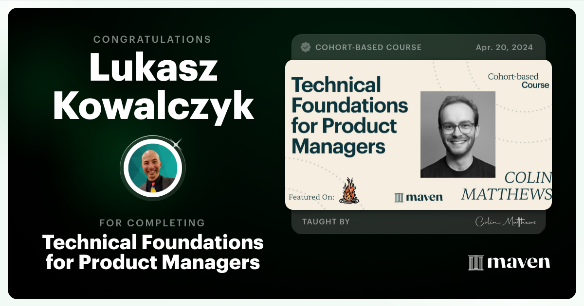 Certificate of Completion for Technical Foundations for Product Managers