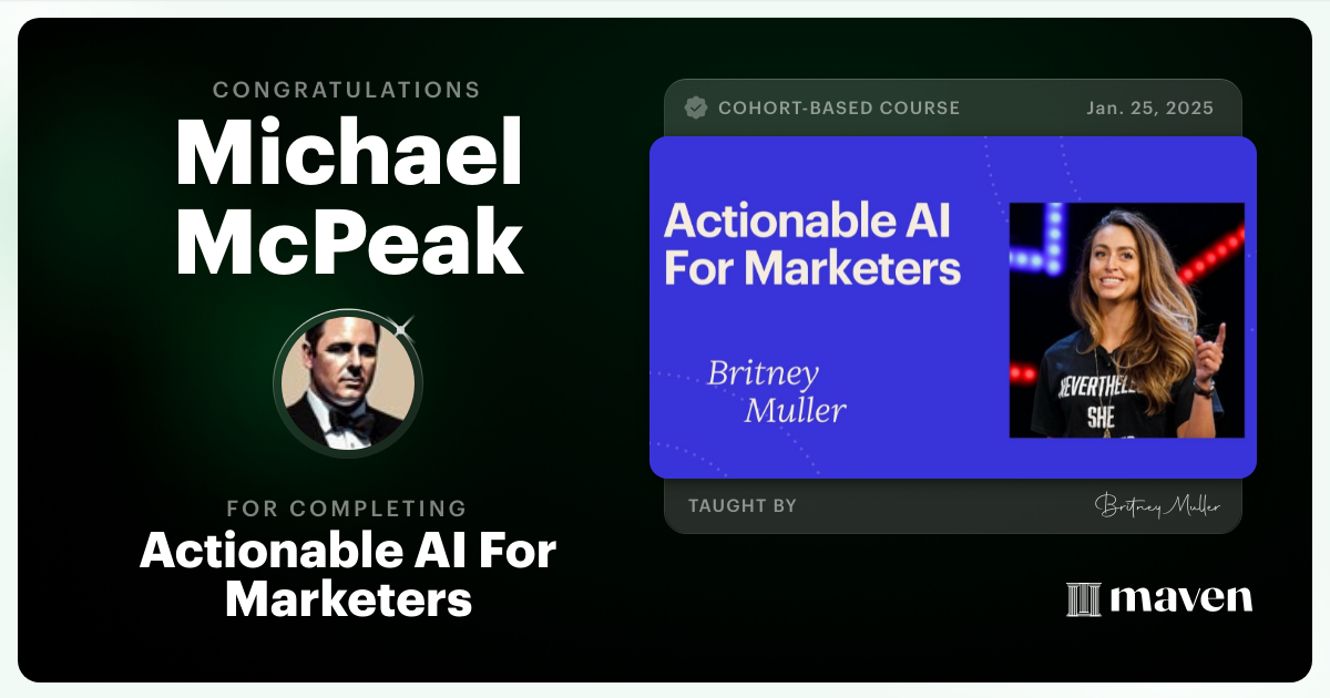 Certificate of Completion for Actionable AI For Marketers