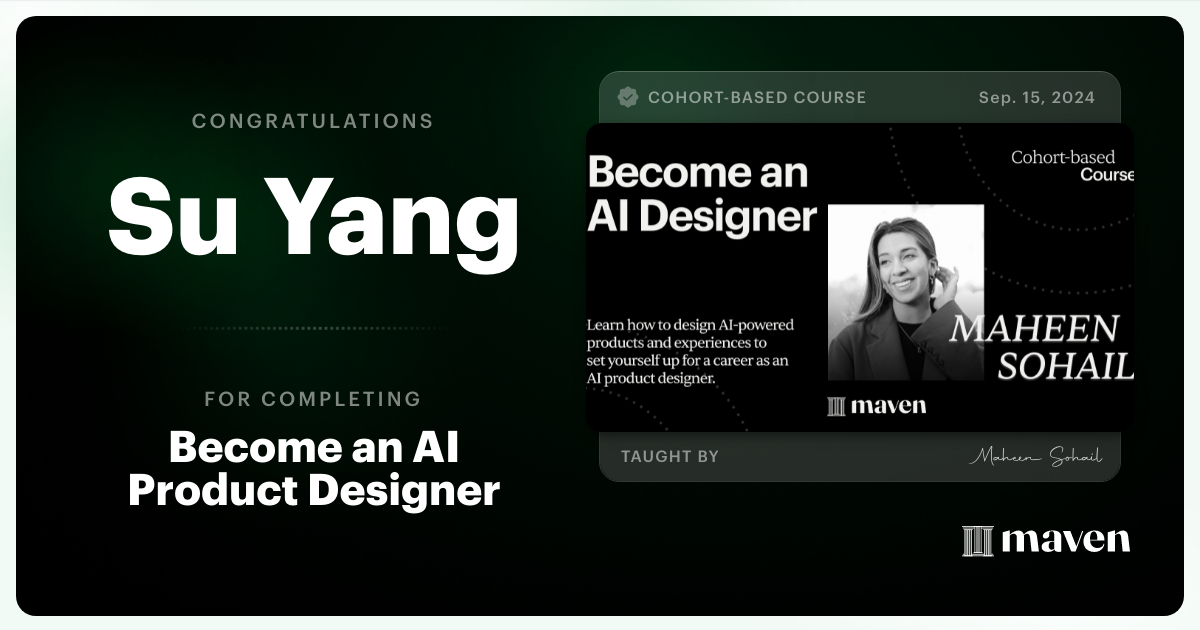 Certificate of Completion for Become an AI Product Designer