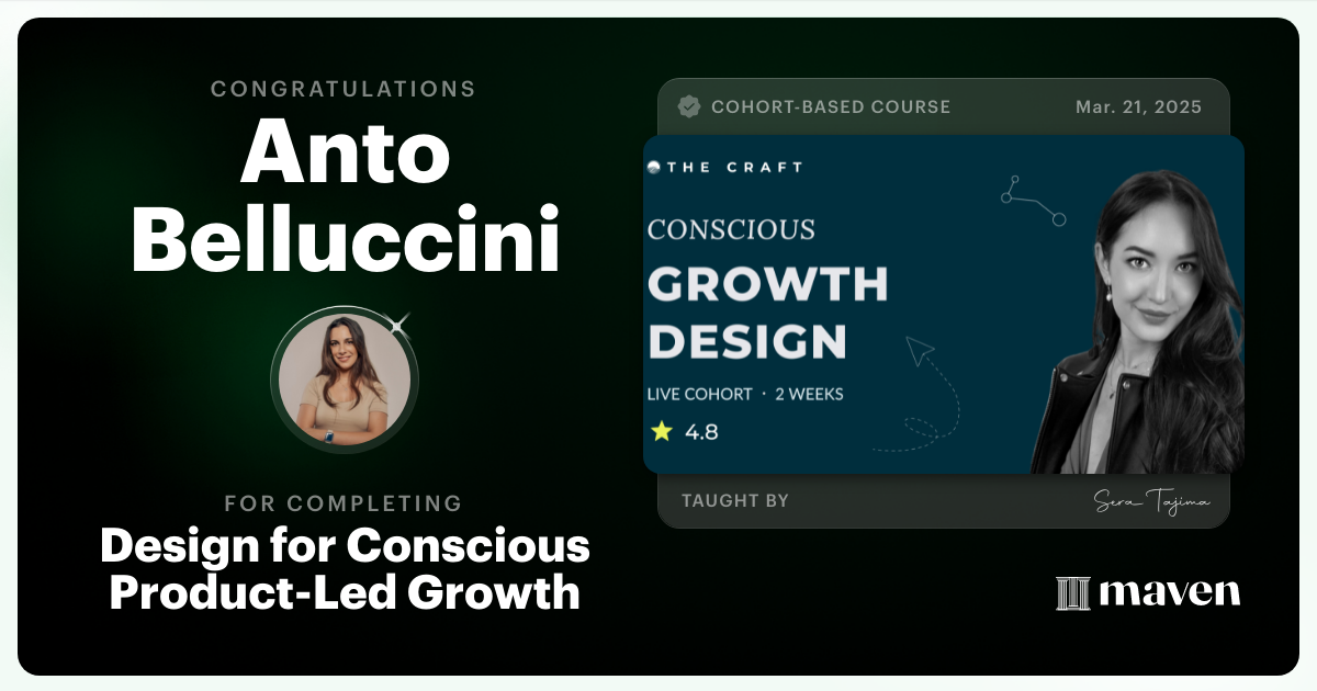 Certificate of Completion for Growth Design for a Sustainable Future