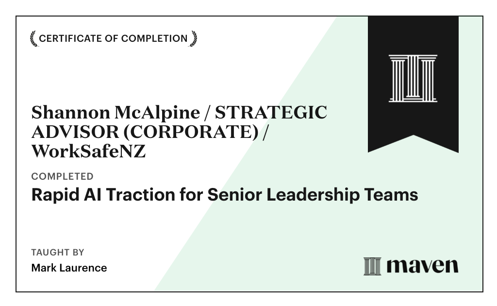 Certificate for Rapid AI Traction for Senior Leadership Teams