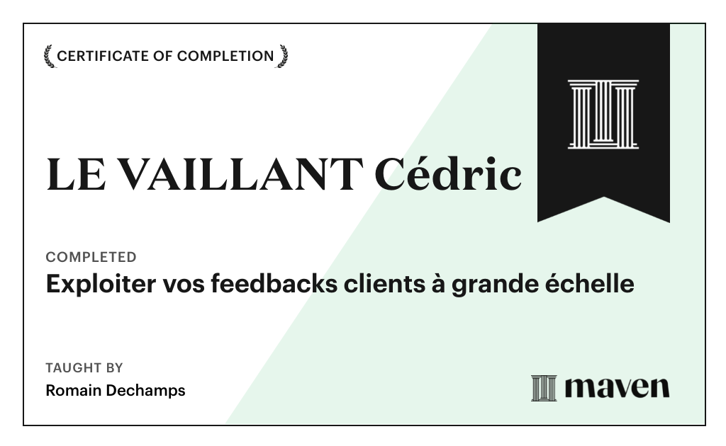 Certificate for AI Discipline | Exploiter vos feedbacks clients à grande échelle