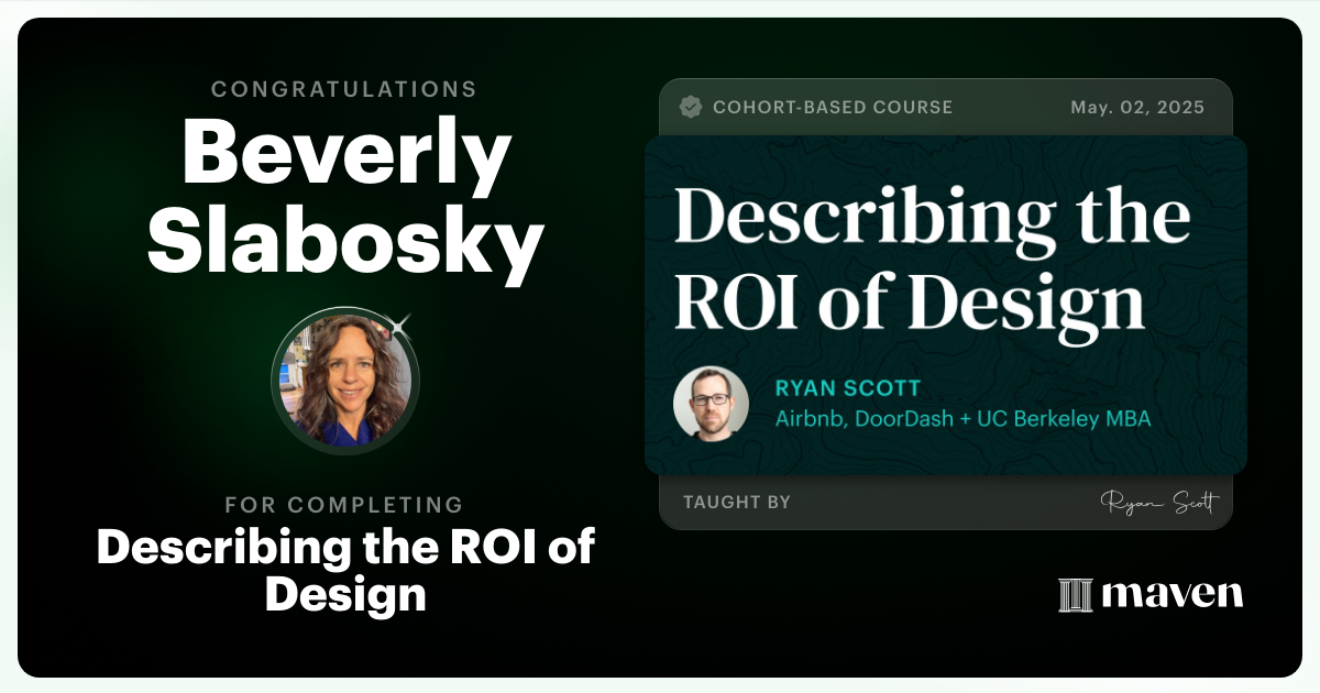 Certificate of Completion for Describing the ROI of Design
