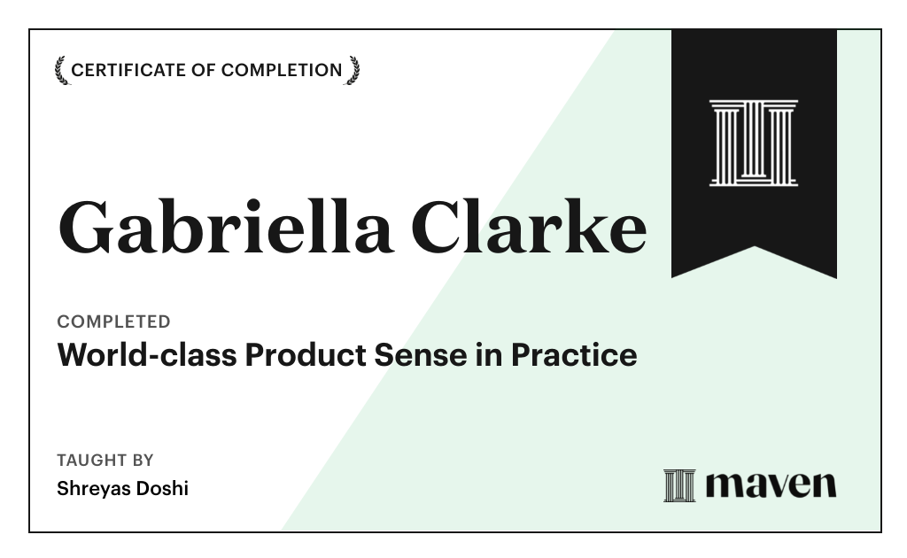 Certificate for World-class Product Sense in Practice