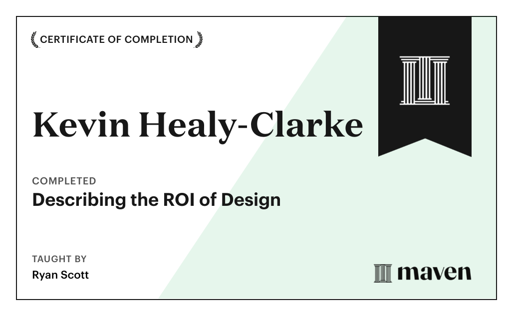 Certificate for Describing the ROI of Design