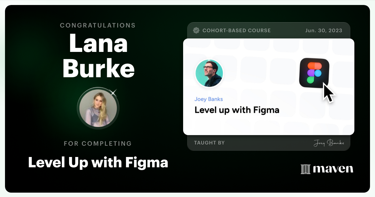Certificate of Completion for Level Up with Figma