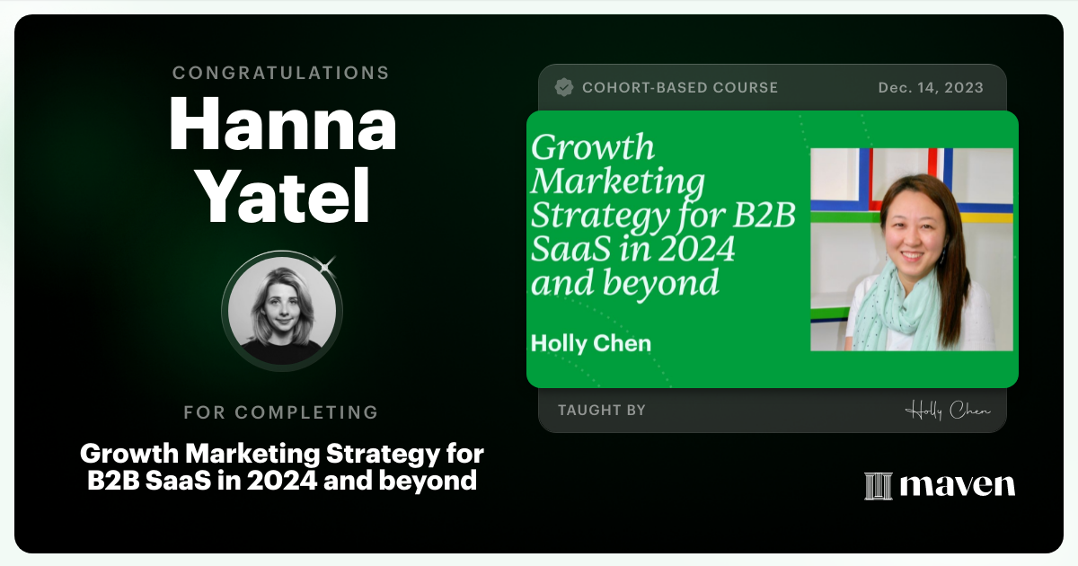 Certificate of Completion for Growth Marketing Strategy for B2B SaaS