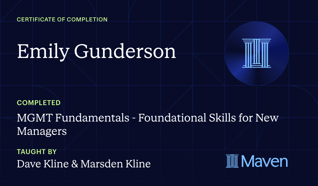 Certificate for MGMT Fundamentals: AI-Powered Leadership Skills for New Managers