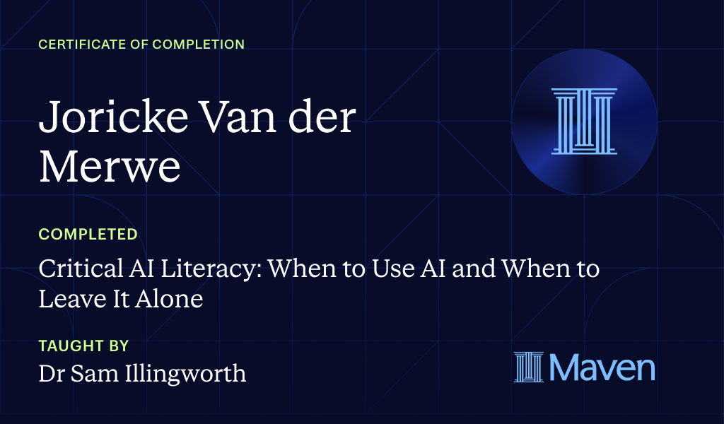 Certificate for Critical AI Literacy: When to Use AI and When to Leave It Alone