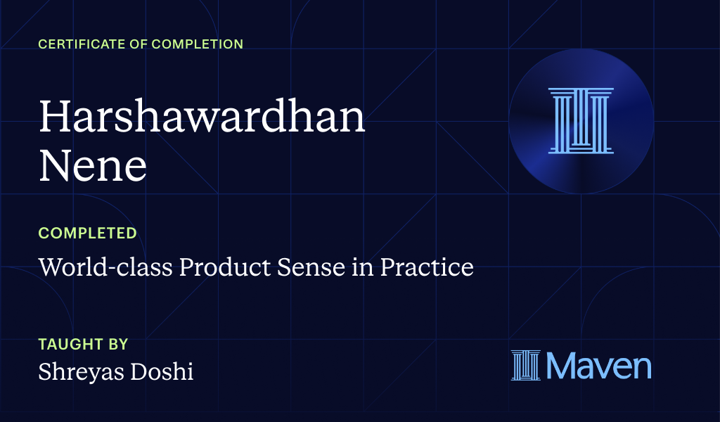 Certificate for World-class Product Sense in Practice