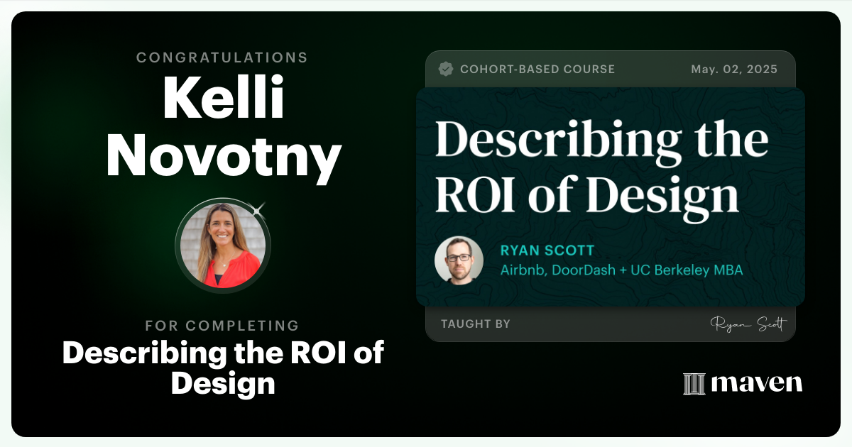 Certificate of Completion for Describing the ROI of Design