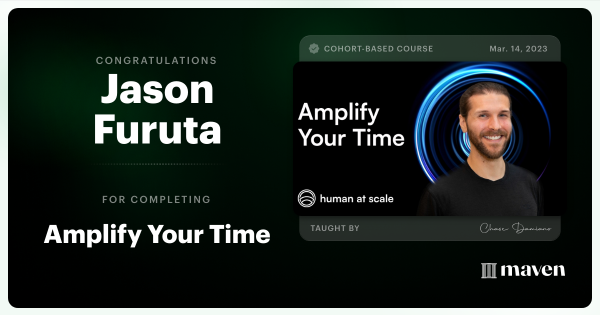 Certificate of Completion for Five Weeks To Freedom - Making The Jump to Leadership