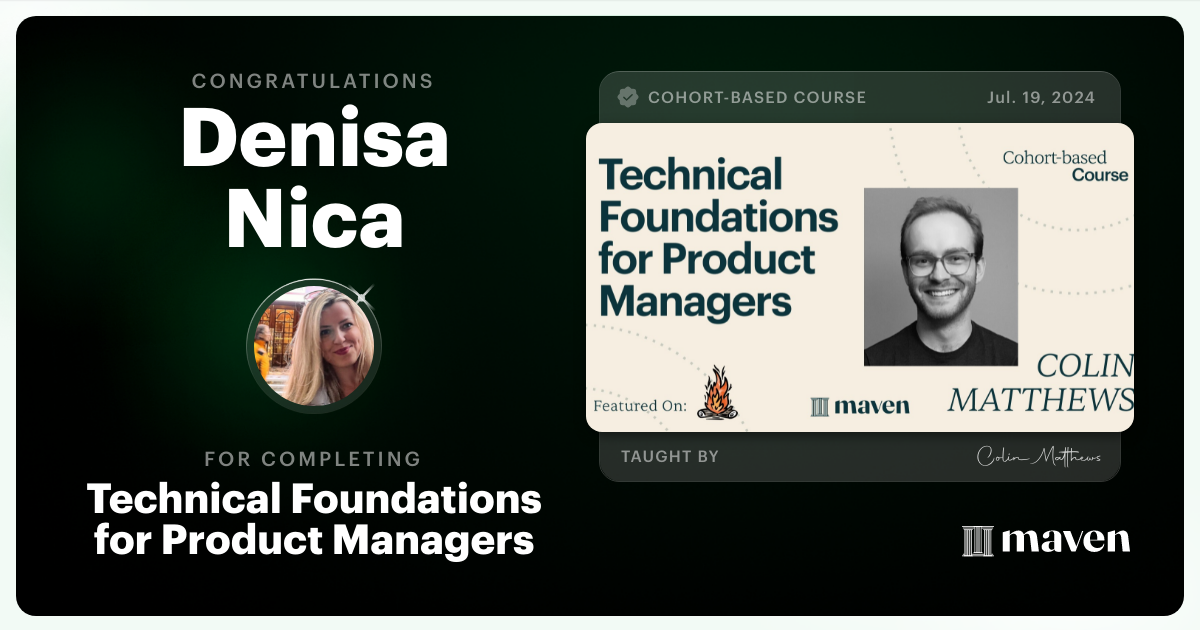 Certificate of Completion for Technical Foundations for Product Managers