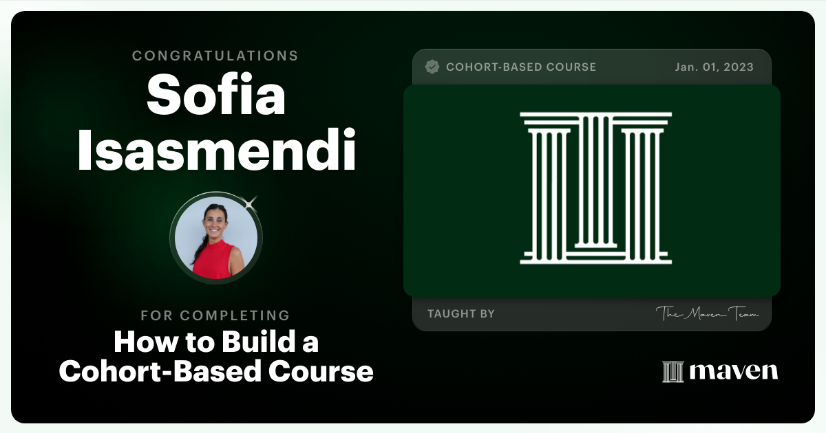 Certificate of Completion for How to Build a Cohort-Based Course