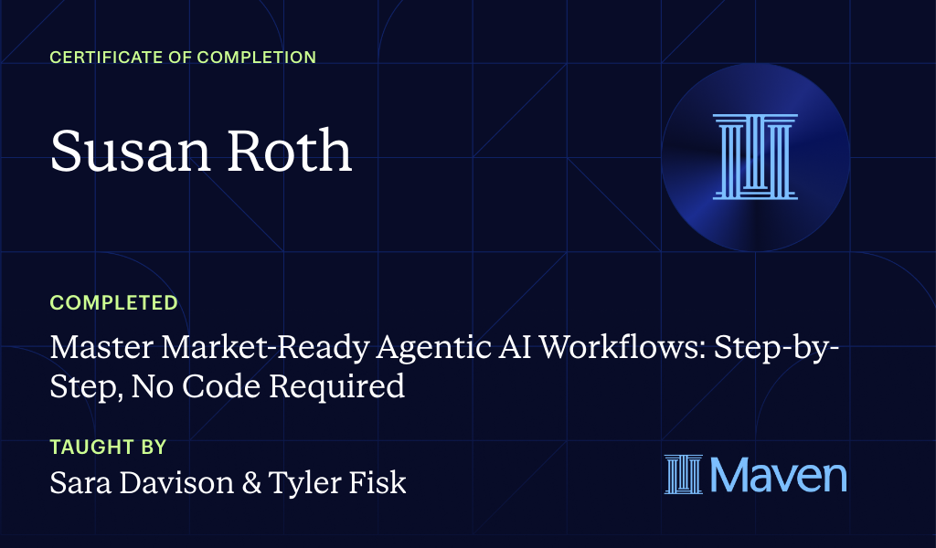 Certificate for Master Market-Ready Agentic AI Workflows: Step-by-Step, No Code Required