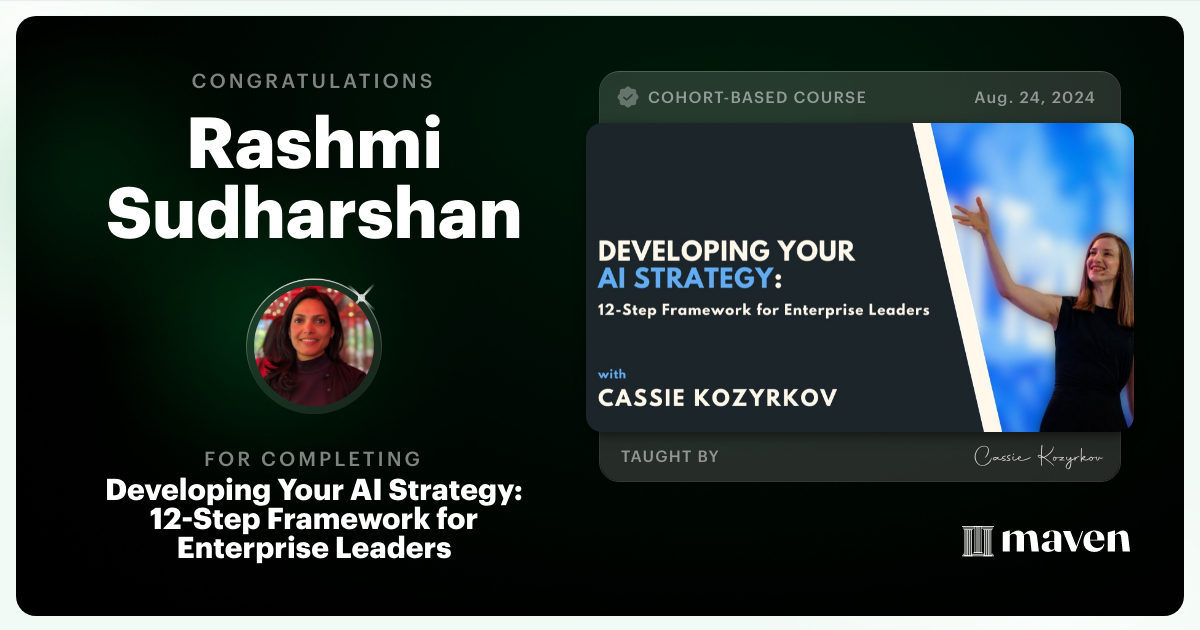 Certificate of Completion for Developing Your AI Strategy: A Framework for Leadership