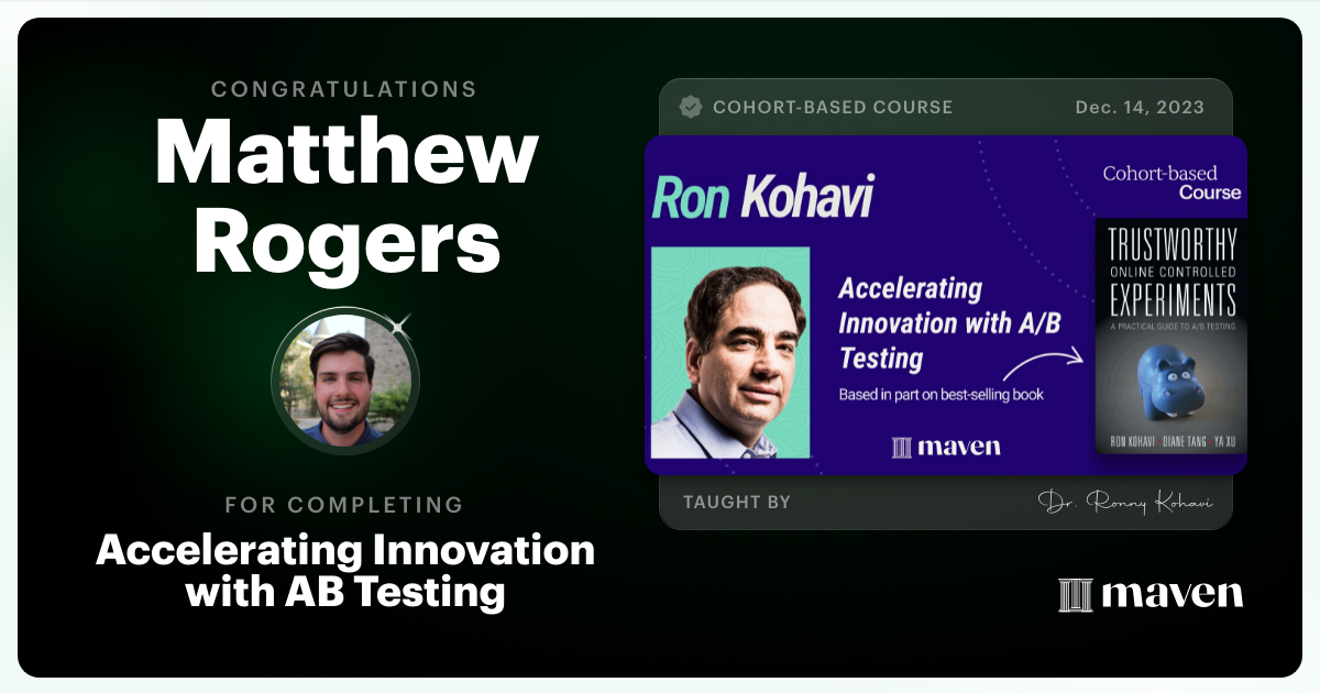 Certificate of Completion for Accelerating Innovation with A/B Testing