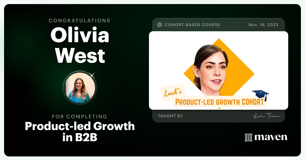 Certificate of Completion for Product-led Growth in B2B