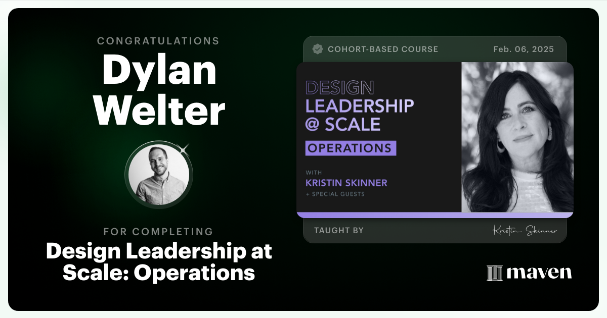 Certificate of Completion for Design Leadership at Scale: Operations