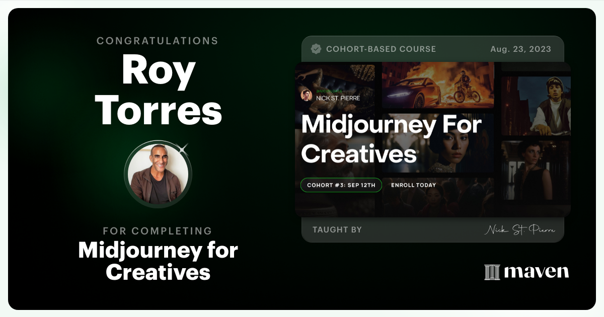 Certificate of Completion for Midjourney for Creatives